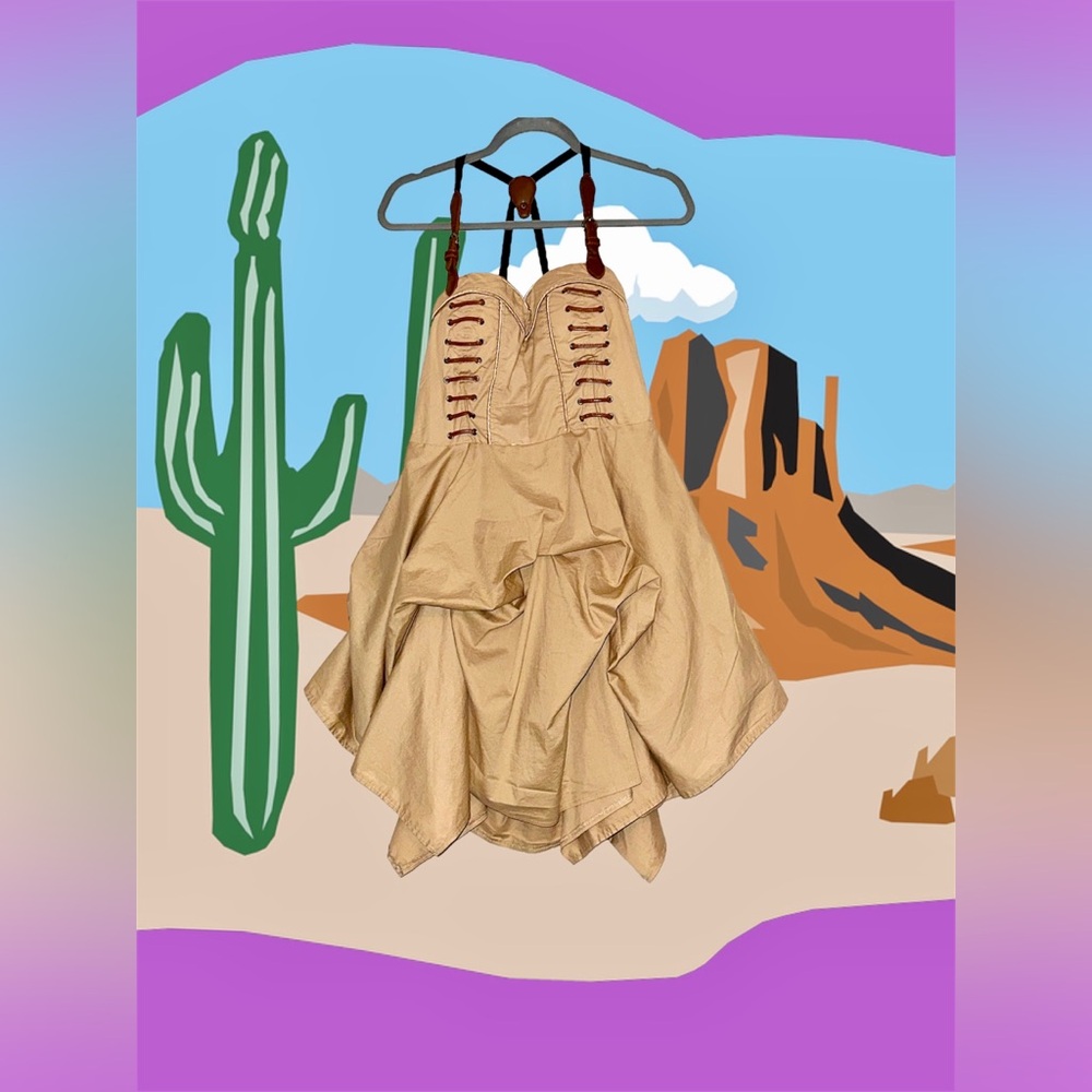 Wild West Chic Tan SteamPunk Dress 🏜️